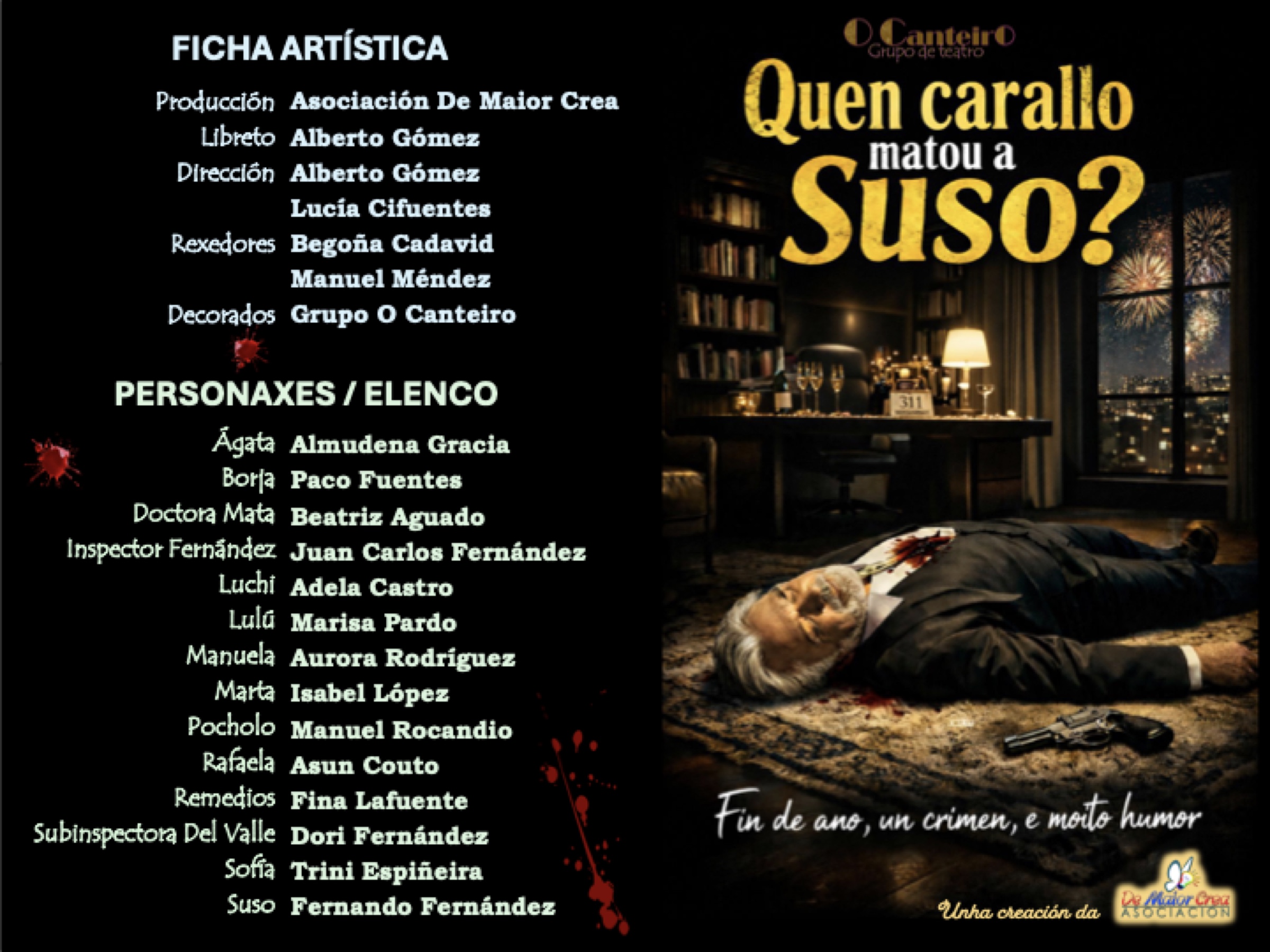 Ficha artística y elenco completo de Quen carallo matou a Suso?
